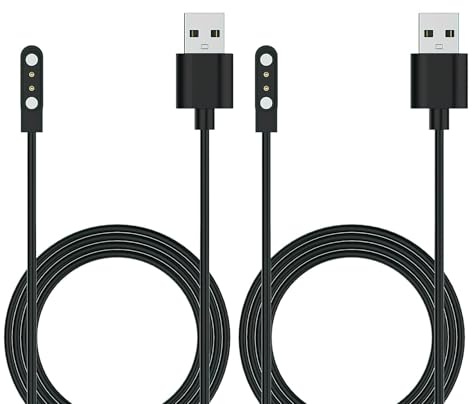 CJMUQHEHH 2 Stück Magnetisches Smartwatch Ladekabel 2‑Pin 2,84 mm, 60 cm, Universal Ladegerät für Smartwatches, 1x positive und 1x negative Polarität, kompatibel mit SKG, Letsfit, Cubitt, Yamay