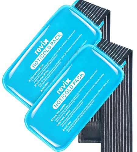 REVIX Kühlpad Gel Eispack Wiederverwendbar mit Band 10 x 5 in | Wiederverwendbares Kühlpad mit Gel Füllung, Bandbefestigung und Stoffhülle für Schulter Rücken Knie und täglichen Komfor