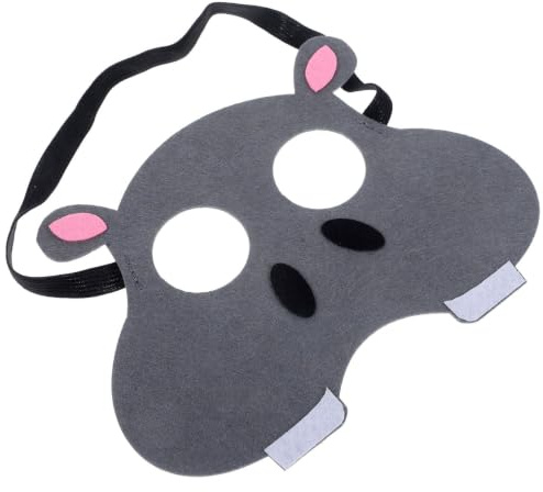 Abaodam Nilpferd Maske, Vliesstoff Tiermaske für Karneval und Fasching | Elastisches Band, Halbgesicht Design, Für Halloween, Mottopartys Und Theater, Grau, 18 cm