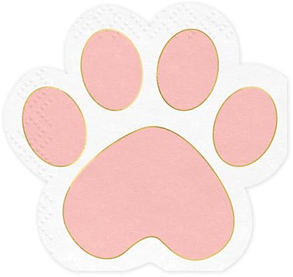 HIKIhooray Form‑Servietten Katzenpfote 3‑lagig – 15,5 x 14,5 cm – 12 Stück – niedliche Papierservietten in Pfotenform – Kindergeburtstag, Deko, Motto-Party Katze