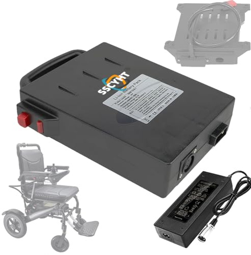 SSCYHT W/Case,24V12Ah, Batterie Remplacement Lithium 7S 29,4V pour Fauteuil Roulant électrique Pliable 24V 10Ah 12Ah pour Accessoires Fauteuil Roulant motorisé 50-288W avec Chargeur