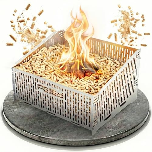 Pelled | 31x25x17cm hitzeresistenter Pelletkorb für Kaminofen | Edelstahl Pelletkorb | Pelletbrennkorb 30% mehr Heizleistung | Pelletkorb für Holzofen mit sauberer Verbrennung | Pelletskorb Kaminofen