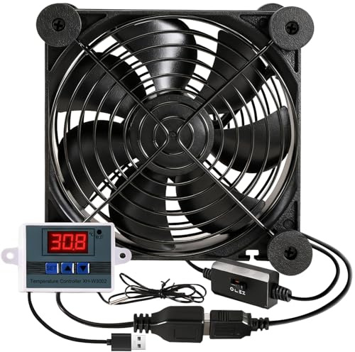Silkwish USB PC Lüfter 120mm mit Digitaler Temperaturregler - Leiser Computer Kühlung Lüfter, Dual Kugellager Gehäuselüfter - 3 Einstellbare Ventilator für CPU, Laptop, PS5, Router, AV Schrank, Router