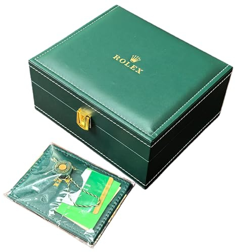 ROUHO Elegantes Uhrenetui für Herren Damen Grünes Leder Uhrenbox mit Kissen für Rolex Explorer