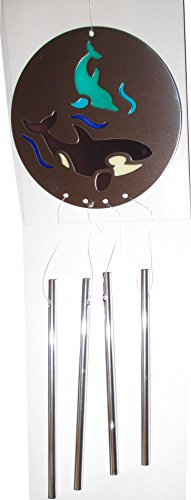 Pajoma Windspiel / Klangspiel, silberfarben mit Mosaik-Design (Delphin)