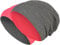 2 in 1 Wendemütze - Reversible Slouch Long Beanie Jersey Baumwolle elastisch Unisex Herren Damen Mütze Heather in 24 (8) (Dark Grey/Pink)