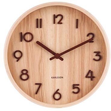 Karlsson Wanduhr Pure - Helles Lindenholz - Ø22cm - Rund - Lindenholz - Wanduhr Modern Wohnzimmer - Wanduhren