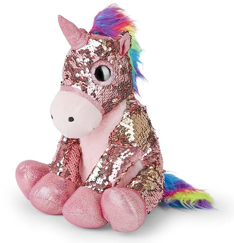 Mousehouse Gifts - Peluche licorne à sequins - brillant - rose - 29 cm