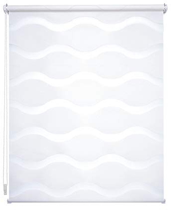 JalousieCrew Klemmfix Doppelrollo Weiss Wave - Breite 40 bis 120 cm, Länge 150 cm BZW. 210 cm - Duo - Rollo ohne zu Bohren (120 x 150 cm)