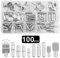 TOVOT 100-teiliges Regalstift-Sortimentsset, 4 Stile, Regalstützstifte, Regalklammer-Set für Kleiderschrank, Schrank, Möbel