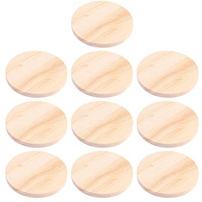 EXCEART 10 Stücke Runde Holzscheiben Unvollendet Poliert Kiefernholz 10X1 cm Dekoration Foto Requisiten DIY Basteln Malerei für Kinder Kinder