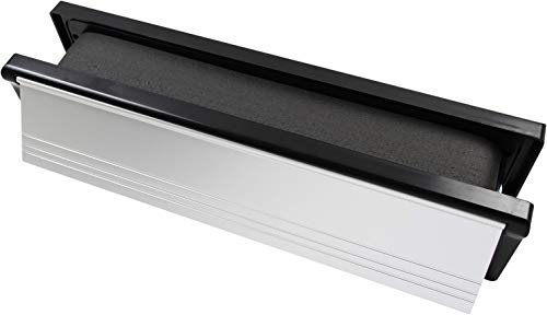 Firestop FS303 10 Defender Fire Rated Letterbox, Satin Anodised Aluminium c/w Black Frame, 30 Minute Fire Rating