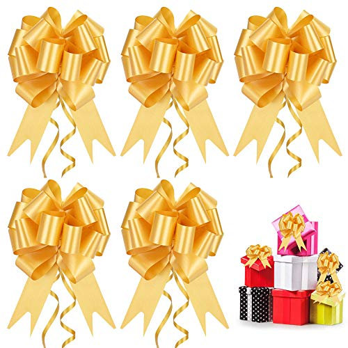 DECARETA Gift Bows,30 Pack Pull Bows for Gift Wrapping,Gold Present Pull Bows,Car Bow Ribbon Loops with Bright Color for Christmas Trees,Wedding,Party,Valentine's Decoration and Birthday Present Ties