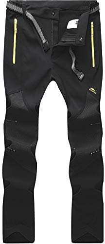 BenBoy Herren Wanderhose Wasserdicht Softshellhose Outdoorhose Winddicht Warm Gefüttert Skihose Snowboardhose Winter Trekkinghose,KZ16607M-Black1-M