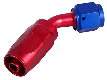 Raccordo tubo flessibile olio combustibile AN6 Racing Olio/Tubo benzina Estremità tubo flessibile Raccordo maschio girevole Adattatore Blu Rosso Colore(AN6-45°)
