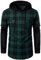 Sweat à Capuche Homme Chemise Carreaux avec Poche Poitrine Épissage Manches Longues (Vert-A113, S)