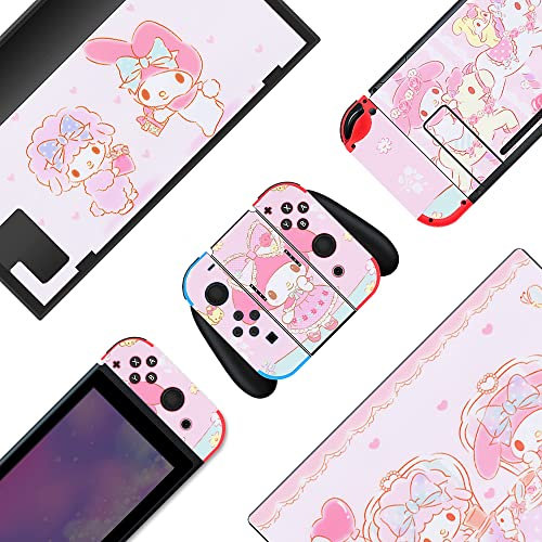 BelugaDesign Melody Switch Skin | Simpatica decalcomania in vinile pastello | Coniglietto anime/anime kawaii giapponese Cartoon Game l, compatibile con Nintendo Switch (Switch standard, rosa)
