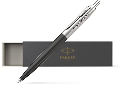 Parker Jotter Kugelschreiber mit Gravur - hochwertig blauschreibend mit Namensgravur - premium Geschenk - personalisiertes Vatertagsgeschenk/Geschenkideen zum Vatertag schwarz