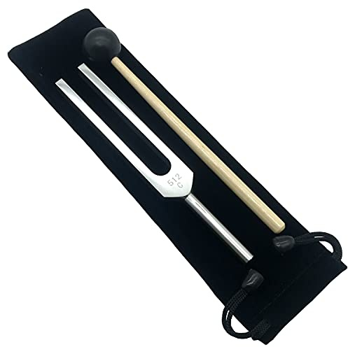 512C Hz Medical-Grade Tuning Fork with Silicone Hammer and Storage Bag, Aluminum Alloy Professional Instrument for DNA Repair Healing Tuning Forks Sound Healing Fork (512C Hz, Silver)