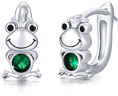 CUOKA MIRACLE Frosch Ohrringe Creolen Mädchen 925 Sterling Silber Kinder Creolen Klein Tier für Damen Durchmesser 10mm Klappcreolen Frosch Schmuck für Damen Kinder Weihnacht Geburtstag Geschenk