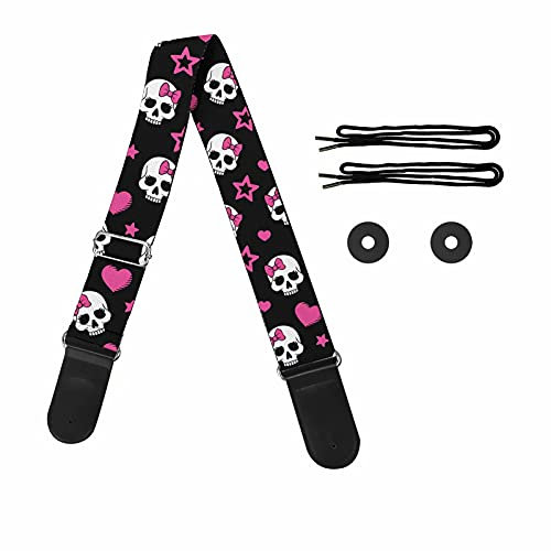 Pizding Starry Gitarrengurt, verstellbarer Schultergurt, Ersatz für Handtasche und Bass, Pink Totenkopf, One size