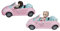 ODS - Trendy Teens, Puppe mit Mini-Auto Cabrio, Fashion Puppe beweglich H 16 cm, rosa Auto, 21 x 8,5 x 8 cm, Altersempfehlung +3 Jahre