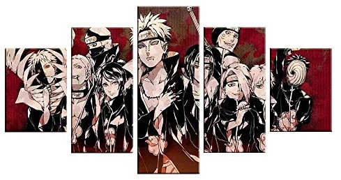 MPPSU Anime Poster Moderne Bilder Auf Leinwand Mehrteilige 5 Teiliges Wandbild Gemälde Set Schlafzimmer Wohnzimmer Küchenbilder Jugendzimmer Deko Mit Rahmen 100 * 50cm