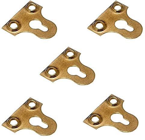 Picture Hanging Plates Mirror Glass Frame Hanging 19mm Slotted Fixing Plates Brass Plated Secure Flat Picture Frame Hanger Bracket 10pc