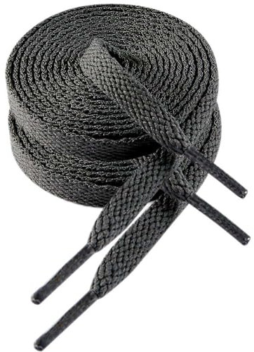 VSUDO Lacets Gris Foncés Plats 100 cm pour Baskets, Lacets Chaussures Gris Foncé Plat pour Sneakers - Compatible avec Nike Air Force, Adidas Stan Smith, Converse, Vans (1 Paire-Gris Foncé-100cm)