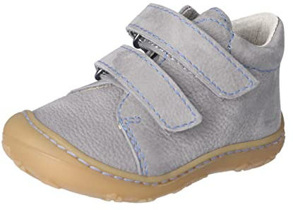 RICOSTA Unisex - Baby Lauflernschuhe CHRISY,Kinder Boots,WMS:Mittel,lose Einlage,terracare,klettstiefel,booties,leder,graphit/blau (451),19 EU