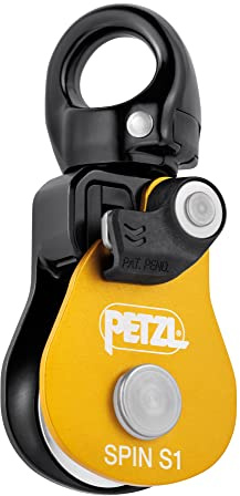 Petzl, Spin S1, Hocheffiziente Riemenscheibe Mit Drehscheibe, Gelb, U, Unisex-Adult