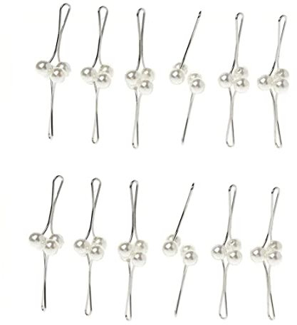 Générique Clips d'écharpe Hijab, 12Pcs Clip de Perle Hijab Musulman Broche Broches Clip d'écharpe Femmes Épingle De Mariage Blanc