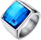 Custom4U Punk Herren Männer Zirkonia Fingerring Silber Blau Topas Bandring Edelstahl Männer Siegelring für Ehering Freundschaftsring Ringgröße 67.2(21.25)