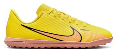 Nike Jr. Mercurial Vapor 15 Club TF Football Shoes, Yellow Strike Sunset Glow, 1 UK Child