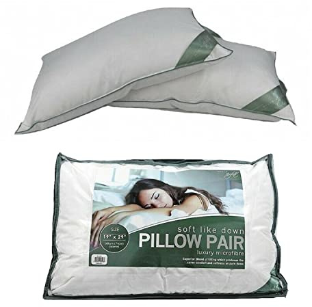 2x Luxury Microfiber Pillow Pair Soft Like Down Hotel Quality Bed Pillows for Good Sleeping Dust Mite Resistant Silent Nights Pillow for Side Stomach Back Sleeper, Bounce Washable