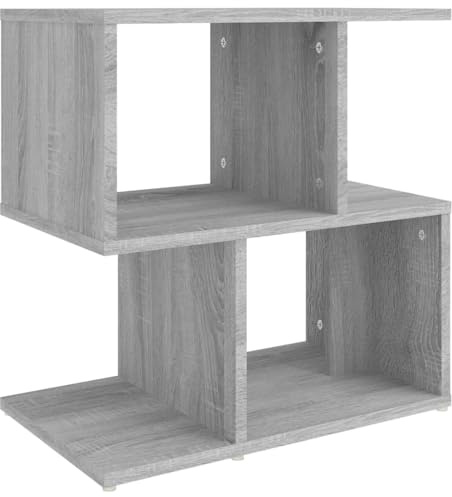 vidaXL – Modern Engineered Wood Bedside Cabinet in Grey Sonoma, Built-in Storage Compartments, Sturdy Top for Displaying Decor, Easy to Clean