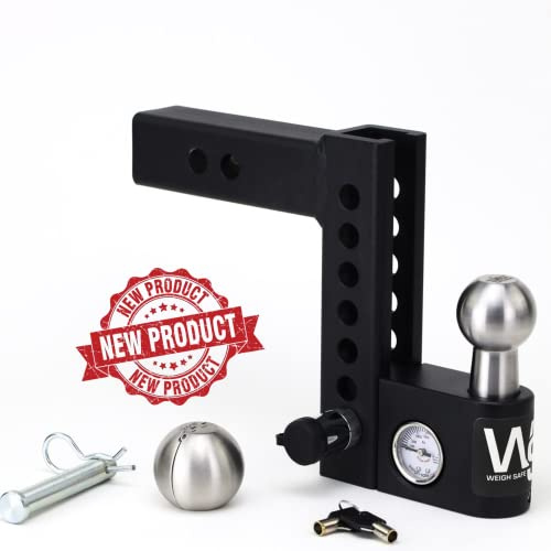 Weigh Safe - Verstellbare Anhängerkupplung mit Kugelhalterung - 15,2 cm (6 Zoll) - Für 5,1 cm Empfänger - Hochwertige Stahl-Anhängerkupplung mit eingebautem Zungenmessgerät - Für LKW, Traktor, Auto
