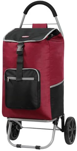 Rocklands Big Wheels Strong Shopping Trolley Shopping Cart Durable Grocery Bag 60 Litres (Maroon)