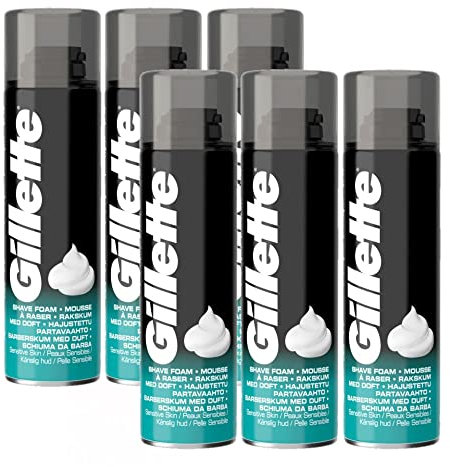 6 x 200ml Shaving Foam Sensitive Skin Smooth Clean Shave