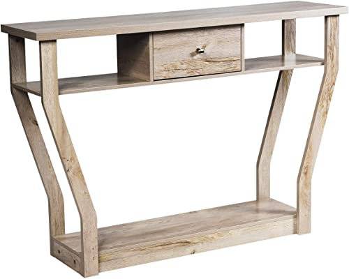 LIFEZEAL Table Console Extensible avec Tiroir et Étagère de Rangement, Table d’Entrée Solide et Stable, Table d’Appoint 120 x 30 x 81 CM, pour Salon, Canapé, Chambre(Gris)