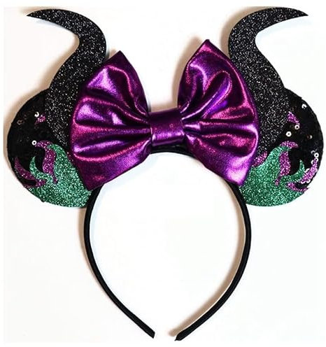 LEEMASING Maleficent Haarreif mit Maus-Motiv, für Halloween, Cosplay, Party, Gastgeschenk (02)