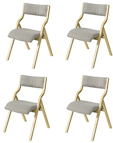 SoBuy Set mit 4 Klappstühlen aus Holz, Ergonomische Gepolsterte Küchen- und Esszimmerstühle, Klappstuhl Balkon und Büro, Ideal für Küche, Balkon, Garten, Camping, Grau FST40-HGx4