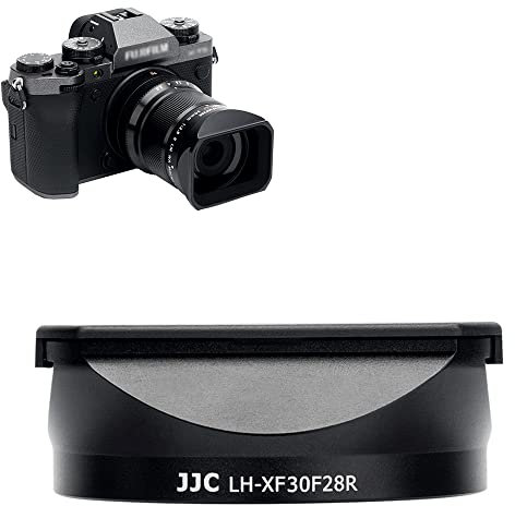 JJC Quadratische Metall-Kamera-Gegenlichtblende mit Deckel für FUJIFILM XF 30 mm f/2.8 R LM WR Makro-Objektiv – 43 mm Filter kompatibel