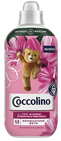 Coccolino Ammorbidente Concentrato Sensazione Seta, Ammorbidente Lavatrice con Tecnologia Stay Fresh, Profumazione alla Rosa, Fiori di Lillà e Pesca, Formato Fino a 42 Lavaggi, 980 ml