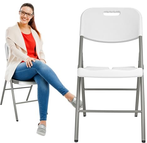 KARL HAUSMANN Klappstühle - Klappstuhl küche aus Kunststoff - Stuhl Klappbar - Foldable Chair - Klappsessel für Garten und Camping - Klappstuhl Garten - Campingstuhl - Klapp Stühle - Weiß