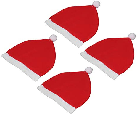 BEIJIALY 4 Stück Weihnachtsmann-Mütze, Auto-Kopfstützen-Bezug, Weihnachts-Auto-Dekoration, Weihnachtsmann-Mütze, Weihnachtsmütze, Weihnachts-Autositz-Kopfstützen-Bezug, Dekorationen, Festival-Zubehör