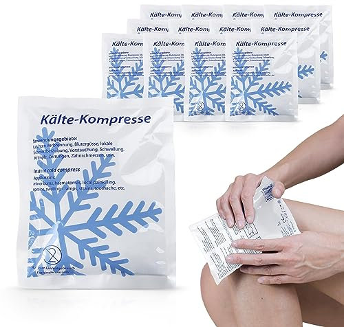 Sofortige Kältekompresse (15,2 x 12,7 cm) 12 Stück | Einweg-Kühlpads zur Linderung von Schmerzen, Schwellungen und leichten Verletzungen | Effektive Erste-Hilfe-Behandlung