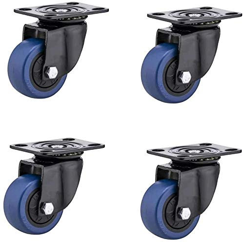 Bürorollen, 4 x Gummi-Möbelrollen, ø 50 mm, drehbares Rad, Rollen mit Bremsen, Doppellager, geräuschlos (drehbar)