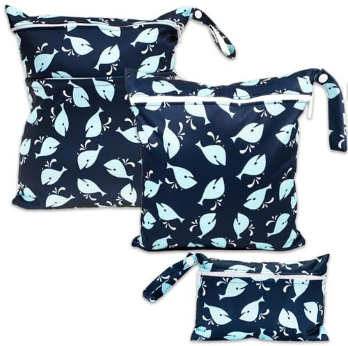 ABirdon Bolsa de Pañales para Bebé, 3 PCS Bolsas de Pañales Impermeables Reutilizables, Lavables, Organizador de Maquillaje con Cremallera, Ideal para Viajes, Playa y Piscina