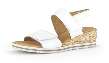 Gabor Damen Keilsandalen, Frauen Sandalen,Moderate Mehrweite (G),flach,Sommerschuhe,Freizeitschuhe,offene Schuhe,Weiss (BastM),37 EU / 4 UK